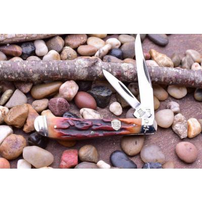 Couteau Canif Rough Rider Trapper Stag Bone Manche Os Lames Acier 440 RR1848 - Livraison Gratuite