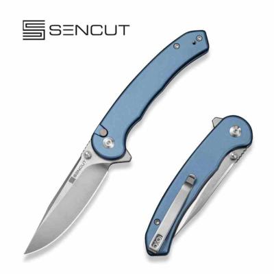 S251023 Sencut Ingot Blue | Couteau Lame Acier D2 Clip Point | Manche Aluminium | Button Lock | Livraison Gratuite