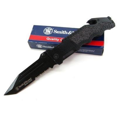 Couteau Smith&Wesson Border Guard Tanto Serrated Coupe Ceintures Brise Vitres SWBG2TS - Livraison Gratuite