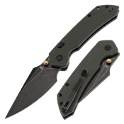 B1034H4 — Couteau Tenable Fenrir Lame Acier Nitro-V Blackwashed Harpoon Manche Micarta Vert Top Liner Lock Livraison Gratuite
