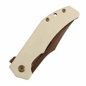 B1089C5 Couteau Orion Flipper | Lame Acier Nitro-V Rose Gold Drop Point | Manche G10 Ivory White | Liner Lock | Livraison Gratuite