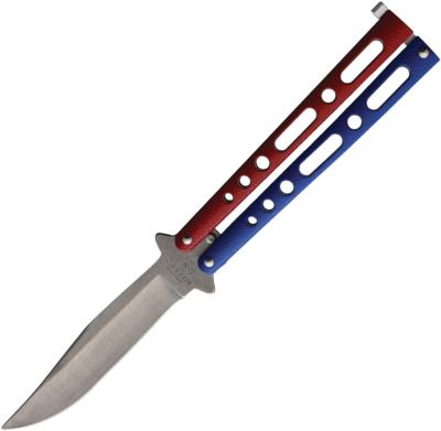 BC117RWBSW Ballisong Couteau Papillon Bear & Son Butterfly Red White Blue Lame acier 440 USA - Livraison Gratuite