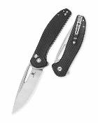 BTKMK18A Bestechman Whalefin |Couteau Lame Drop Point Acier D2 Satin/Stonewash | Manche Black G10 Button Lock  - Livraison Gratuite