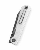 BTKMK20D — Couteau Pliant Bestechman Curvee Liner Lock Lame Acier AEB-L Two-Tone Manche Plaquettes G10 Blanc Front Flipper Thumb Stud Livraison Gratuite