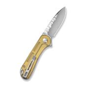 CIVC18062AM2 — Couteau CIVIVI Elementum Lame Acier Nitro-V Drop Point Satinée Rock-Grind Manche Ultem Jaune Polri Flipper Liner Lock - Livraison Gratuite