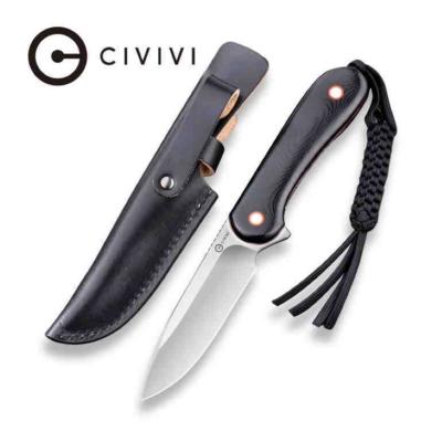 CIVC2104A Poignard CIVIVI Elementum Fixe Lame 10Cr15CoMoV Etui Cuir - Livraison Gratuite