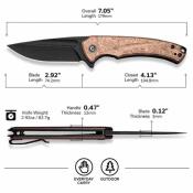 CIVC240403  CIVIVI Voidflare | Couteau Lame Drop Point Acier 14C28N Black | Manche G10 Copper Foil Linerlock - Livraison Gratuite