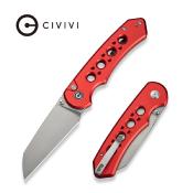 CIVC240672  Couteau CIVIVI Pragma Prime Wharncliffe Lame Acier Sandvik 14C28N Manche Aluminium Red Button Lock - Livraison Gratuite