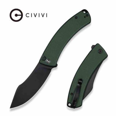 CIVC240793 CIVIVI Outlaw Muk – Couteau pliant lame Acier 14C28N Manche G10 Green Button Lock – Livraison Gratuite 