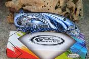 CN300551BL Lot de 3 Couteau Rite Edge Dragon Bleu Scale Lame Acier Inox Manche ABS Liner Lock - Livraison Gratuite