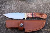 PA3395 Couteau de Chasse Skinner Lame Acier Inox Manche Os Etui Cuir - Livraison Gratuite