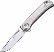 DTK4055TG Couteau Dreamtech Button Lock Ti | Lame Acier D2 Satin | Manche Titane Gris | Ouverture Flipper - Livraison Gratuite