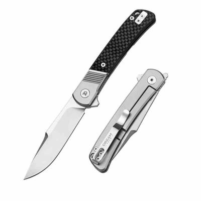 DTK4368C Dreamtech – Couteau Lame Acier D2 Framelock Manche Titane + FCarbone – Livraison Gratuite