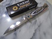 EE10B029GY Couteau ElitEdge Linerlock | Lame Drop Point Acier 440C Satin | Manche Black & Gray G10 Stainless Bolster - Livraison Gratuite