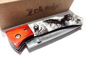 ER2012EA Couteau Elk Ridge Eagle Lame Drop Point Acier 3Cr13 Manche Acrylique/Bois Lockback - Livraison Gratuite