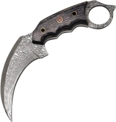 FHKKMBT002 Couteau Karambit FH Knives Lame Acier Damas 256 Couches Etui Cuir - Livraison Gratuite