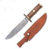 FVFD52 Couteau De Chasse Frost Cutlery Bowie Walnut Lame Damas 256 Couches Etui Cuir - Livraison Gratuite