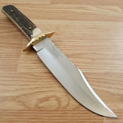HR805 Hen & Rooster – Couteau Fixe Bowie | Lame Acier 440 Satinée | Manche Bois de Cerf | Étui Cuir - Livraison Gratuite