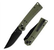 HTK03GRN Couteau Hightron Pathwright HK03 Clip Point Lame Acier 14C28N Manche G10 Vert OD Sécurité Axis Lock - Livraison Gratuite