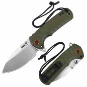 J1966GN CJRB Tundra - Couteau Pliant Drop Point Acier D2 | Manche G10 Vert | Flipper | Liner Lock - Livraison Gratuite