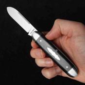JW54339  Jack Wolf Knives - Couteau Equal End Lame Acier 14C28N Spear Point Manche Ebène Cran Forcé - Livraison Gratuite