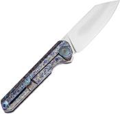 K1028A5 — Couteau Kansept Bulldozer Lame Acier CPM-20CV Stonewash Drop Point Manche Titane Finition Lightning Strike  Frame Lock Clip Livraison Gratuite