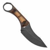 KG004A11 Kansept Niko – Lame Fixe Lame Acier D2 Black Stonewash Manche Amber Ultem (PEI) Etui Kydex - Livraison Gratuite