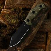 KI1105A4 Kizer Sheepdog Survival – Couteau lame fixe Acier 1095 Black Manche Green Micarta Housse kydex - Livraison Gratuite  