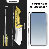  KI3673A1 Couteau Kizer Dawn Gold - Lame Cleaver Acier S35VN - Manche Titane - Sécurité Frame Lock - Livraison Gratuite