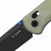 KIV3619A21 Couteau Kizer Drop Bear | Lame Acier Nitro-V Black PVD Drop Point | Manche Plaquettes GID G10 Green | Clutch Lock | Livraison Gratuite