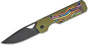 KIV3634A3 Couteau Kizer Militaw G-10 Vert avec Incrustations Multicolores Lame Acier Nitro-V - Livraison Gratuite
