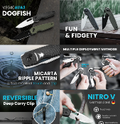 KIV3640A1 Couteau Kizer Cutlery Dogfish Black Lame Acier Nitro-V IKBS - Livraison Gratuite