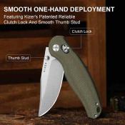 KIV3780A1 Couteau pliant Kizer Phoca CC | Lame Clip Point Acier AEB-L | Clutch Lock | Manche Micarta vert – Livraison Gratuite