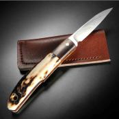 KOT422521  Couteau de Poche Artisanal Kotoh Made in Japan | Lame Acier D2 | Slipjoint & Manche Bois de Cerf - Livraison Gratuite