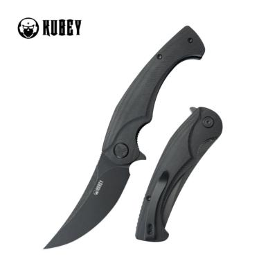 KUB173L Couteau Kubey Scimitar Black Lame Acier 14C28N Blackwash IKBS - Livraison Gratuite