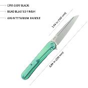 KUB247F Couteau Kubey Creon Green Titane Lame Acier S90V IKBS - Livraison Gratuite