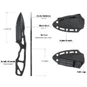 KUB282B Couteau Kubey 7.62 TAG Lame Acier AUS-10 Manche AUS-10 Noir Etui Kydex - Livraison Gratuite
