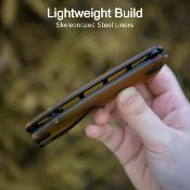 KUB322S Kubey Tityus – Couteau Pliant Liner Lock | Lame Drop Point Blk 14C28N | Manche Ultem Transparent - Livraison Gratuite