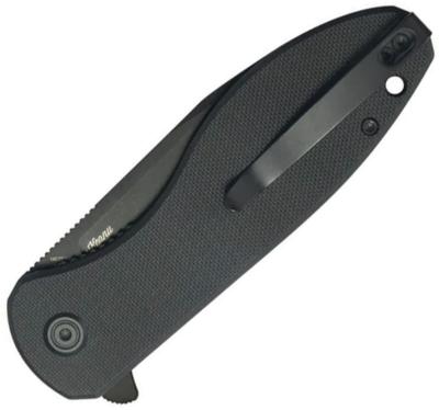 KUB358N — Couteau Kubey Master Chief Linerlock Acier Sandvik 14C28N BlackWash Reverse Tanto Manche G10 Noir EDC Livraison Gratuite