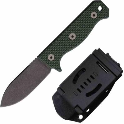 MAR119 Couteau fixe Maratac Compact R4A | Lame Drop Point Acier D2 | Manche Micarta Green | Étui Kydex - Livraison Gratuite