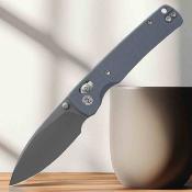 MGR817ADG Vakor Miguron Knives – Couteau pliant Crossbar Lock Lame Acier 14C28N Dark Grey PVD Manche Grey G10 - Livraison Gratuite