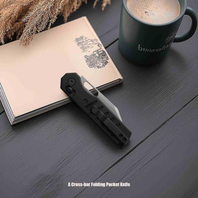 MGR822ABK Couteau pliant Miguron Gatov | Lame Acier D2 Manche aluminium PVD noir Verrouillage cross-bar - Livraison Gratuite