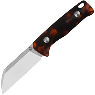 QS130BPB1 Couteau Fixe QSP Knife Baby Penguin Lame Acier 14C28N Manche Résine Écaille de Tortue Étui Cuir - Livraison Gratuite