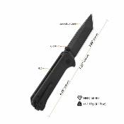 QS148C2 – QSP Knife Grebe T Black – Couteau Pliant Lame Tanto Acier 14C28N Manche G-10 Black ButtonLock - Livraison Gratuite