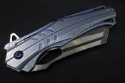 RR2145 Couteau Rough Ryder Pliant Tanto Lame Inox Manche Acier Bleu Stonewash Clip - Livraison Gratuite