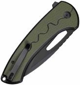 S24082A2 Couteau SENCUT Squiggy Lame Acier 9Cr18MoV Manche en G-10 Noir/Vert Pivot Button Lock - Livraison Gratuite