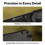 S240953 Couteau Sencut Aetheris Clip Point Lame Acier Inox 9Cr18MoV Manche Micarta Black Linerlock Ouverture Flipper - Livraison Gratuite