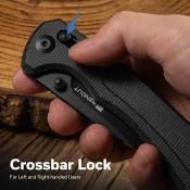S25001A1 SENCUT Slybolt  Black – Couteau Pliant EDC Thumb Stud & Crossbar Lock Lame Clip Point 9Cr18MoV Black Manche Micarta Noir - Livraison Gratuite