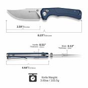 S25001A2 SENCUT Slybolt Blue – Couteau Pliant EDC Thumb Stud & Crossbar Lock Lame Clip Point 9Cr18MoV Manche Micarta Blue - Livraison Gratuite