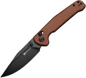 S250463 — Couteau SENCUT Glenspar Lame Acier 9Cr18MoV Black Clip-Point Manche Micarta Marron Crossbar Lock - Livraison Gratuite